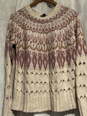 NWT Steve Madden Suzette Fair Isle Sweater Shades of Pink Size S